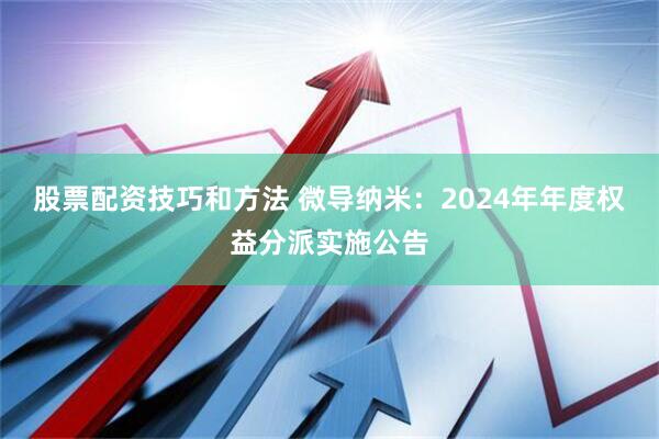 股票配资技巧和方法 微导纳米：2024年年度权益分派实施公告